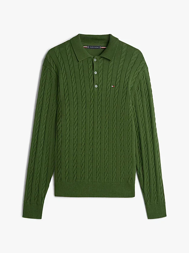 Cable Knit Polo Jumper