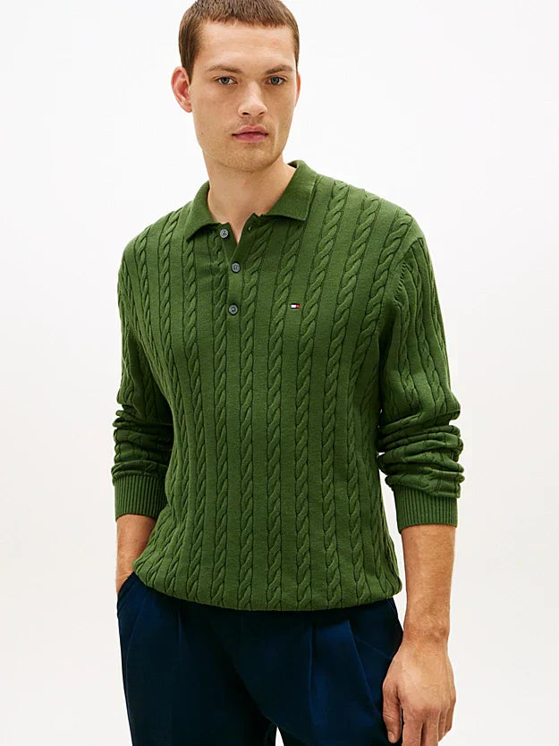 Cable Knit Polo Jumper